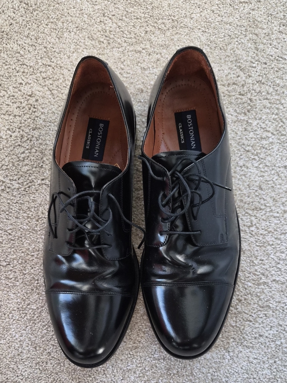 Bostonian Black Leather Cap-Toe Derby Dress Shoes Sz 13